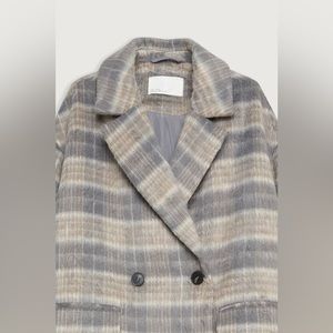 Long fuzzy oversized plaid coat